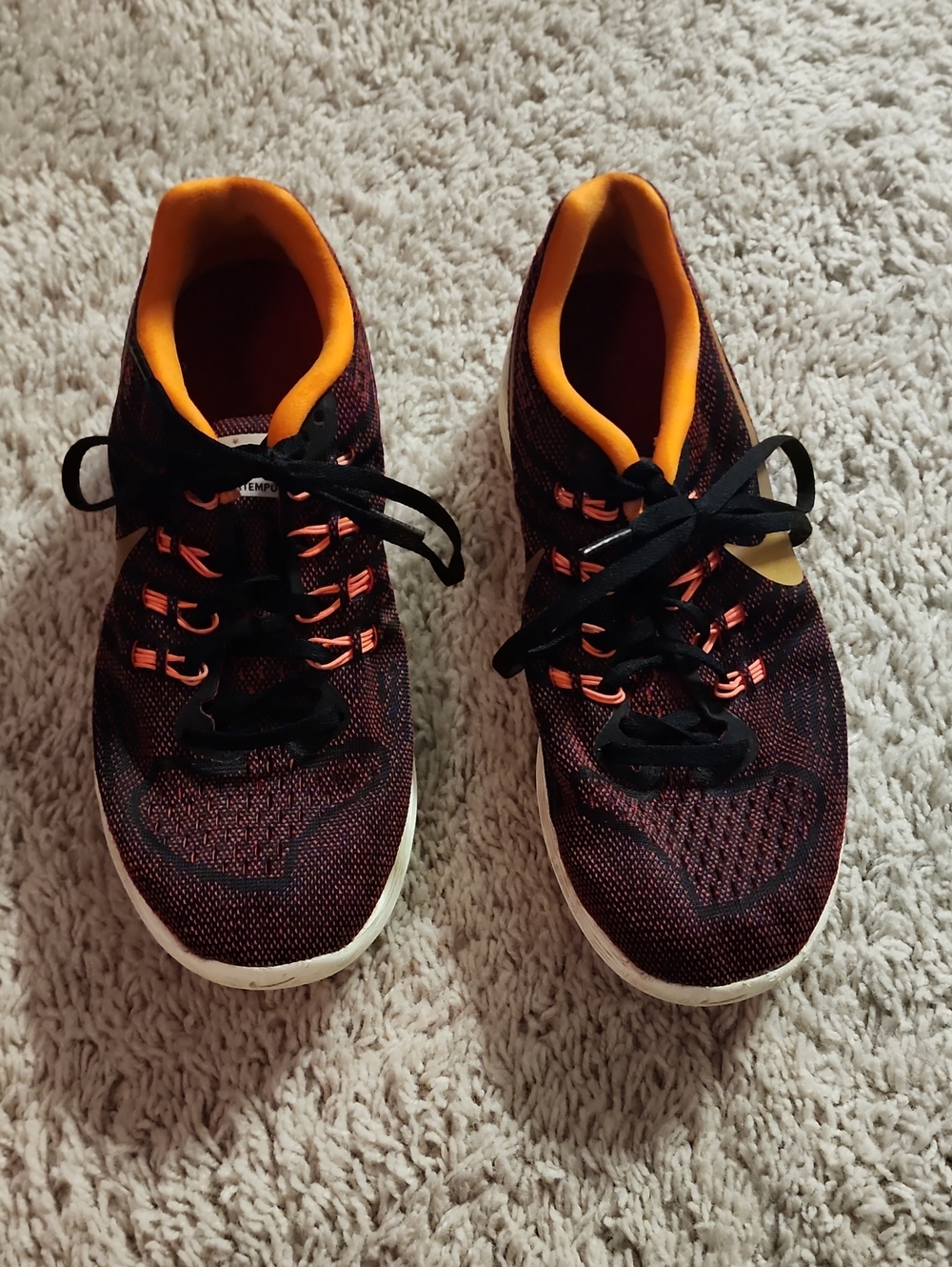 Nike Womens Lunartempo 2 Running Shoe Black And Orange Size 9